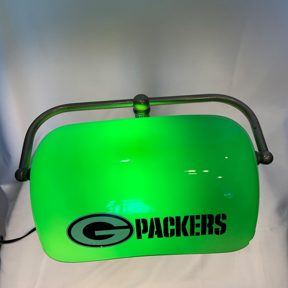 RARE Vintage Green Bay Packers 'G' Logo NFL Bankers Desk Lamp Tested & Working - Picture 5 of 16